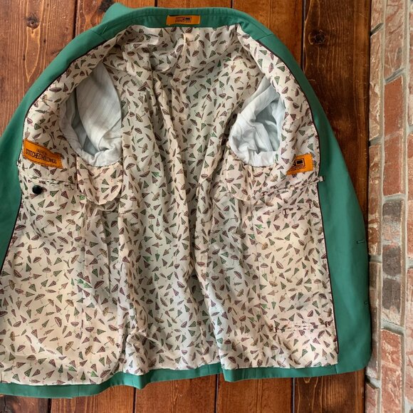 Steven Land George 38R Green Umbrellas Two Button Front Men's Sport Blazer GUC - Picture 6 of 16